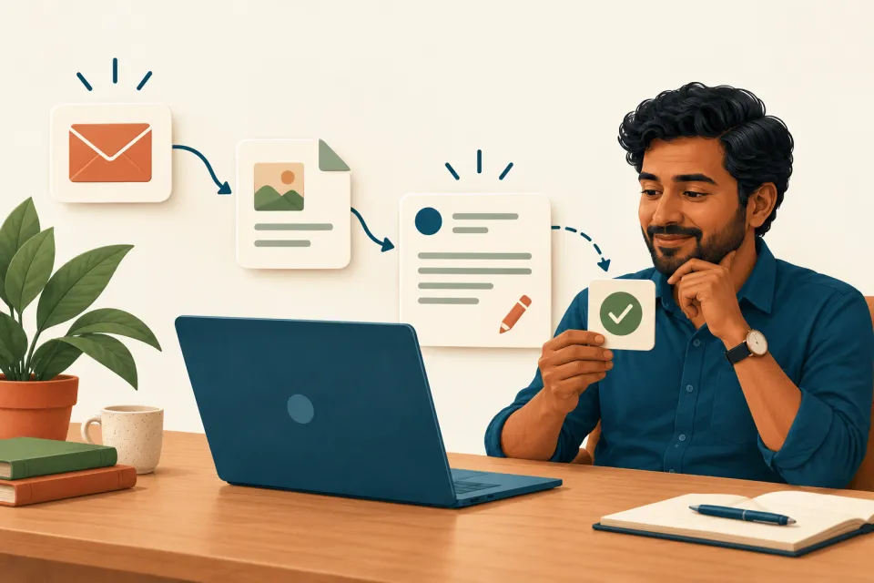 A reply is prepared from an incoming email and report for a person to approve.